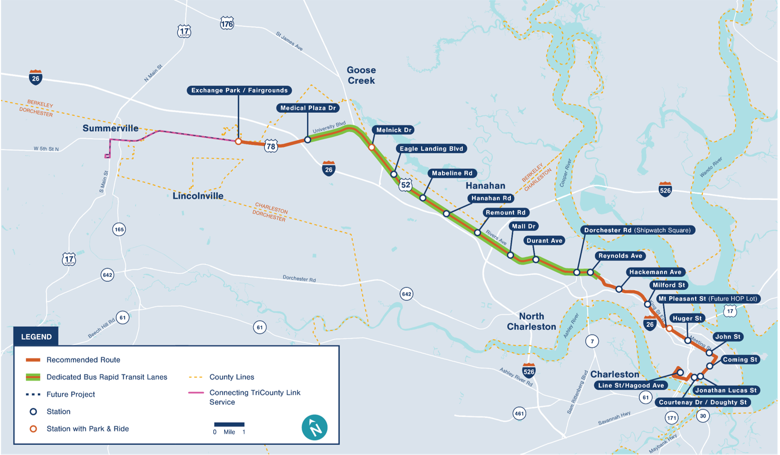Map of the Lowcountry Rapid Transit (copy)